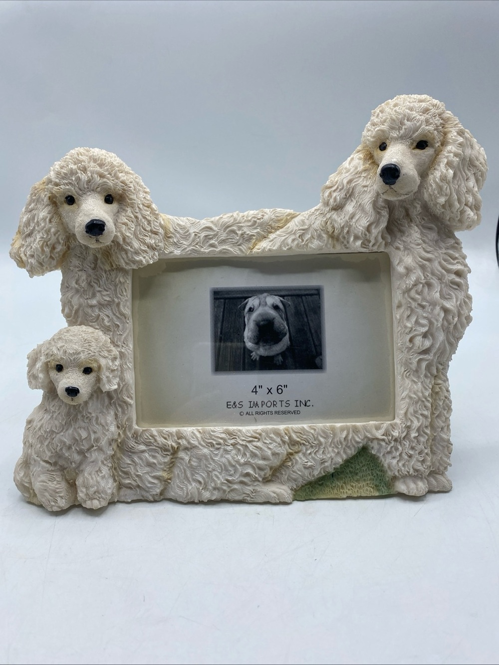 Poodle Picture Frame Resin 4x6 Photo Holder figurine 3D Textured Dog Pet
